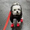 Vestuário para cães 4 pcs 4 cores Pet impermeável Rainshoe antiderrapante sapatos de borracha para cães gato filhote de cachorro ao ar livre sapato tornozelo botas acessórios de alta qualidade