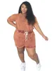 Wmstar grande taille deux pièces tenues femmes vêtements Shorts ensembles solide décontracté hauts et pantalons correspondant ensemble en gros Dropshopping 240127