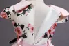 Girl Dresses Rose Floral Children's Elegant Dress Fake Two Princess Kids Clothes Turn Down Collar Belt Kid's Costume 2 8 10 Years