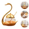 Dinnerware Sets Glass Seasoning Jars Sugar Bowl Spice With Cover Swan Container Household Condiment