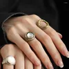 Bagues de cluster 925 Sterling Silver Open Finger Bague Golden Vintage Shell Fleur Feuille Punk pour Femmes Fille Bijoux Cadeau Dropship En Gros