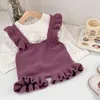 Kleidung Sets Koreanischen Stil Frühling Herbst Baby Mädchen Lange Ärmel Weißes T-shirt Lila Strickwaren Strampler Socking Kinder E23096