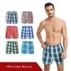 Sous-vêtements 5pcs / lot Hommes Sous-vêtements Boxers Shorts Rayé Flèche Culotte Casual Coton Sommeil Plaid Lâche Confortable Homewear