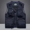 Summer Men Unloading Tactical Vest Coat Casual Mens Pographer Waistcoat Mesh Work Sleeveless Jacket Tools Pocket 5XL 240130