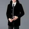 Mink Fur Coat för Middle Designer Aged och äldre män som har vinterläderfäder förtjockade SK51