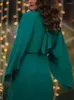 Robes décontractées Élégant vert robe à manches bouffantes femmes printemps vintage lâche longue avec sequin femme mode dames soirée robes