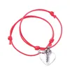 Charm-Armbänder, rotes geflochtenes Armband, gewebt, herzförmiger Schmuck, Nylon, verstellbar