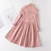 Girl's Dresses New Years Red Long Sleeve Sweater Dress Girls Princess Baby Girl Clothes Sweet Tutu Party Dresses Christmas Little Girl Clothes