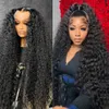 200 Density HD 13X6 Transparent Deep Water Wave Curly Human Hair Lace Frontal Wig 30 34 Inch 13X4 Front Wigs 240130