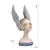 Большая статуя девушки-ангела с крыльями и перьями, глаза, мечтающая женщина, скульптуры, декор комнаты, аксессуары, подарок на день рождения 240122