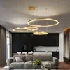 Lustres moderne anneau LED salon décor à la maison lampe à main salle à manger cuisine suspension lampe Foyer polaire lustre éclairage