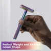 Double Edge Safety Razor återanvändbar rak rakkniv med 5 rakblad ekovänlig metall rakkniv med utsökt handtag regnbåge240129