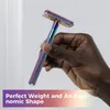 Double Edge Safety Razor Reusable Shaving Razor With 5 Shaving Blades Eco Friendly Metal Razor With Exquisite Handle Rainbow240129