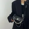 Borse da sera Y2K Coreano Vintage Cuore Borsa a catena nera Borsa estetica Goth Portafoglio piccolo a mano Borsa a tracolla con tracolla Mini Tote Donna