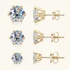 Stud Earrings Luxury 0.5-2ct Moissanite Original Certified Plated 18k Gold 925 Silver 8mm Diamond Earring For Women Men Jewelry