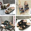 Klasyczny projektant Flat For Women Slipper Czarna skórzana letnia dama Znak szczotkowany skórzany slajd haftowane sandały zjeżdżalnia