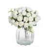 Couronnes de fleurs décoratives Fleurs décoratives Fleur artificielle Dix têtes Soie Blanc Rose Bundle Scrapbook Noël Mariage extérieur Dhcnx