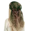 エスニック衣類ファッション女性メッシュターバンキャップ刺繍花のヒジャーブヘッドカバースカーフラップ通気性ショールズヘアアクセサリー