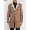 Loro Piano Wool Coat Designer Fashion Mens Long Coats Outerwear Light Brown Wollaston Shearling Coat with 3pcs Button 17VQ
