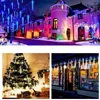 Cordas 10 tubos chuva de meteoros chuva led string luzes rua guirlandas decorações de árvore de natal para ano ao ar livre jardim de fadas