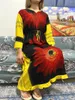 Roupas étnicas Abayas para Mulheres 2024 Moda Muçulmana Floral V-Pescoço Robe Femme Musulmane Islam Africano Algodão Vestido Caftan Marocain com