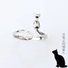 Pierścienie klastra 925 Srebrny kot na kobiety luksusowy projektant biżuterii oferuje prezenty biżuterii