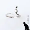 Anelli a grappolo Gatto in argento sterling 925 per donne Fidanzamento Gioielli di design di lusso Offerte femminili con gioielli regali