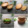 Teller aus massivem Holz, Obstteller, Holztablett, oval, dekorativ, schlicht, getrocknet, Restaurant