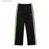 Calças masculinas AWGE Agulhas Sweatpants Homens Mulheres 1/1 Melhor Qualidade Borboleta Bordada Stripe Agulhas Calças Calças T240202