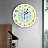 Horloges murales Mandala ronde colorée horloge acrylique suspendue temps silencieux maison intérieur chambre salon bureau décoration