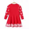 Платья для девочек, рождественское платье-свитер для девочек, зимняя теплая одежда, вязаный костюм для малышей на От 2 до 8 лет