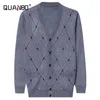 Men's Sweaters Top Grade 6.5% Wool Smart Casual Classic Long Sleeve Cardigan Autumn Winter Thicken Warm Men V-Neck Sweater