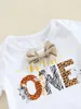 Giyim setleri rborn erkek bebek ilk doğum günü kıyafeti vahşi bir mektup baskı bowtie romper askı şort 2 adet yaz kıyafetleri