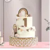 Ferramentas de Bakeware 1pcs Bolo Stands Placa de Ouro Aniversário Festa de Casamento Serve Titular Com Cristal Cor Prata