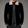 Autumn and Winter Haining Fur Mink Coat for Mens Hooded Gold Fleece Jacket with Thickened Skin to Keep Warm Outside QFES