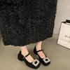 Zapatos Mary Jane de cristal de diseñador de primavera para mujer, zapatos de tacón bajo con punta cuadrada elegantes a la moda, zapatos de vestir cómodos para fiesta 240129