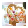 Presentförpackning Handhållen blomma Box Heart-Shaped Bundle Fresh Love Basket Portable Paper Flowers Packaging Bag Drop Delivery Dhno2