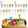 Ensembles de vaisselle 20 pièces Bento vaisselle de légumes mignon Mini enfant en bas âge enfants fourchettes à fruits cure-dents enfants choix de nourriture dessin animé déjeuners d'animaux