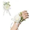 Fiori decorativi 2 pezzi corpetto e fiore all'occhiello set braccialetti da polso con fiori artificiali per accessori da sposa