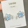 Stud Earrings Korean Asymmetric Blue Star For Women Trendy Shiny Zircon Planet Earring Y2K Girls Party Personality Jewelry