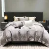 Bedding Sets Light Luxury High-End Long Staple Cotton Four Piece Set With Gold Thread Jacquard Quilt Cover Soft Button Style Pillowcase