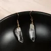 Boucles d'oreilles pendantes en cristal de roche naturelle, Quartz, pierre brute irrégulière, guérison Reiki pour femmes