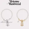 Designer Luxury Jewelry VivienenWestwoods Satellite Viviane Westwood High Version Empress Dowager Dowagers Anchor Saturn Pearl Armband Female Nisch Design Lig