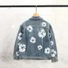 Manteau en denim à motif floral pour hommes Wash Blue Femmes Bouton Lettres Chemises Femme Designer Vestes S-XL