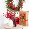 Dekorativa blommor 10 st/parti konstgjorda bär kvistar julgran dekoration diy röda stammar hantverk krans xmas ornament noel dekor