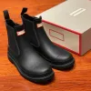 Kvinnor Black Shoes Top Quality Water Proof Luxury Designer Ny stil platt häl sneaker mysig gummi resor fotled stövlar utomhus casual sko med box mode run tränare