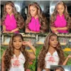 Perruques synthétiques Ombre Blonde Body Wave Lace Front Wig 180Nsity Hd Highlight Cheveux Humains Brésiliens Sans Colle 360 Fl Frontal Pour Drop Del Dhng8