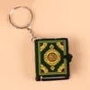 キーチェーン1PCSイスラム教徒のキーチェーン樹脂イスラムミニペンダントアークコーランブックリアルペーパーはキーリングチェーンの宗教ジュエリーを読むことができます