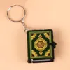 Keychains 1Pcs Muslim Keychain Resin Islamic Mini Pendant Ark Quran Book Real Paper Can Read Key Ring Chain Religious Jewelry