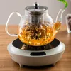 GIANXI Filterable Glass Tea Pot Stainless Steel Filter Steaming Of Tea Set Puer Kettle Coffee Glass Pot Convenient Office TeaPot 240124